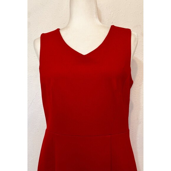 Talbots Women Size 6 Sleeveless Sheath V-Neck Red Dress Back Keyhole Formal - Picture 2 of 11